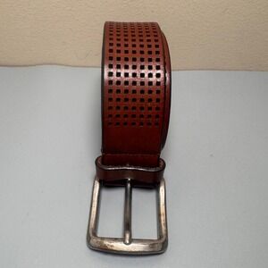 J&M 1850 Collection Brown Leather Belt Perforated‎ Casual Dress Italy Made 34